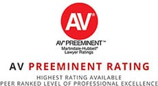 AV Preeminent | Martindale-Hubbell Lawyer Ratings | Highest Rating Available | Peer Ranked Level Of Professional Excellence