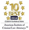 10 Best | Client Satisfaction | American Institute Of Criminal Law Attorneys | 2016